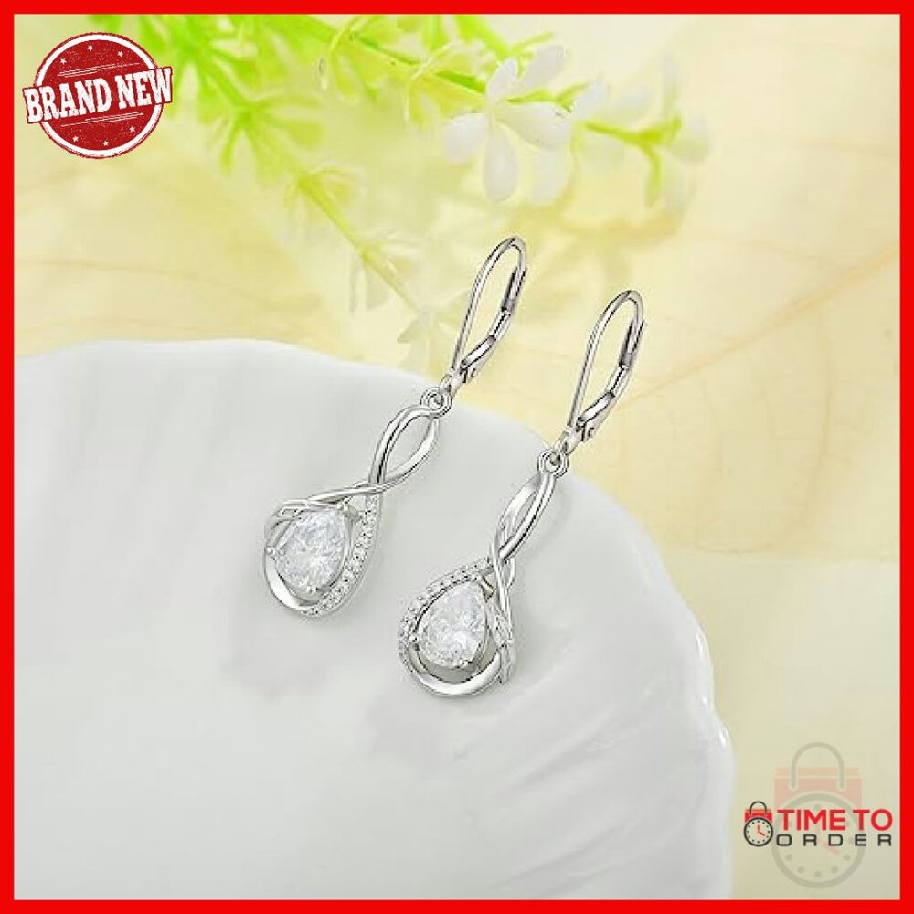 Sterling Silver Infinity Leverback Drop Earrings … - image 4